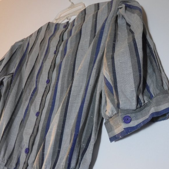 short-sleeve pinafore crew-neck dress, vintage late 1970s-1980s, made in Canada - Picture 15 of 16